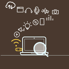 Poster - Modern computer media illustration with different icons. Infogra