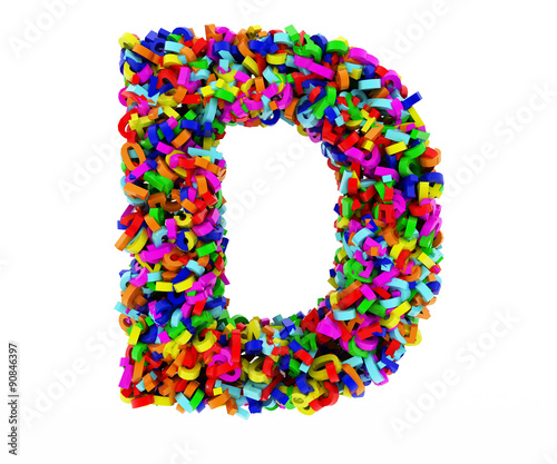 The letter D consists of numbers. Colored letters on a white background ...