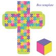 Box template with puzzle pattern