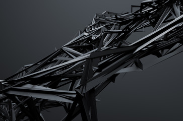 Poster - abstract 3d rendering of chaotic structure.