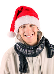 Wall Mural - Young Man in Santa Hat