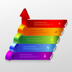 Poster - 3d arrow grow infographic background template
