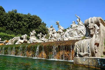 Wall Mural - The baroque residence of Caserta in Italy, the lake, the statues.