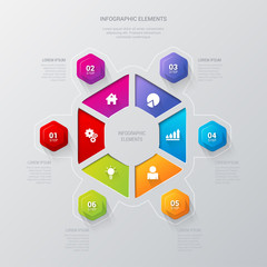 Poster - Vector hexagonal sectors infographic template background