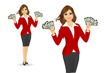  businesswoman holding money