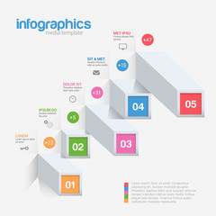 Poster - Infographic 3d blocks graphic template