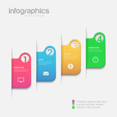 Poster - Step tabs 3D infographics mockup template vector background