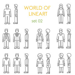 Wall Mural - People icons graphical lineart vector set. Line art collection