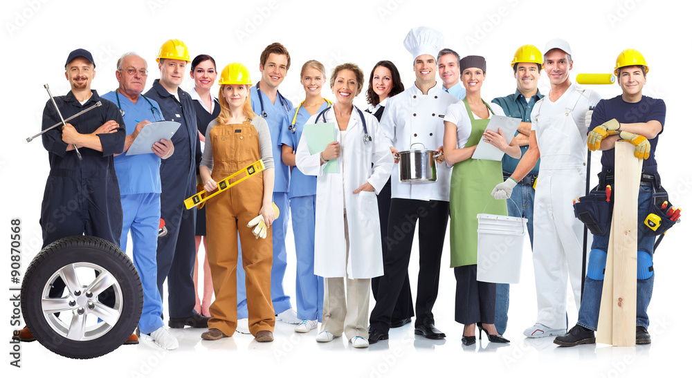 Group of workers people. - obrazy, fototapety, plakaty 