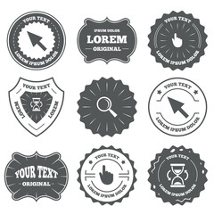Poster - Mouse cursor icon. Hourglass, magnifier glass.