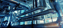 Industrial Zone, Steel Pipelines, Valves And Pumps
