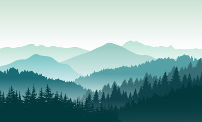 Beautiful mountain landscape. Vector illustration.