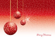 Christmas baubles with snow and copy-space, vector illustrated background