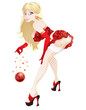 Christmas party blond girl pin-up vector illustration