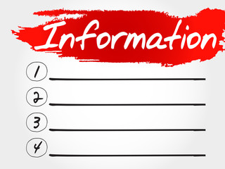 Poster - INFORMATION blank list, business concept