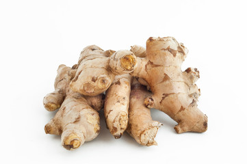 fresh ginger on a white background