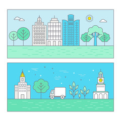 Poster - Vector banner in trendy flat linear style