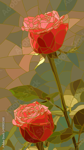 Naklejka na kafelki Vector illustration of flowers red roses.