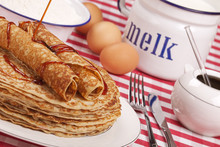 Dutch Pancakes With Syrup Or 'pannenkoeken Met Stroop'
