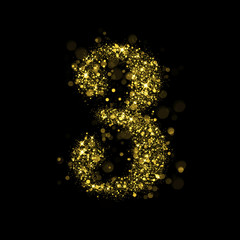 Aufkleber - Sparkling number 3 of glittering stars bokeh