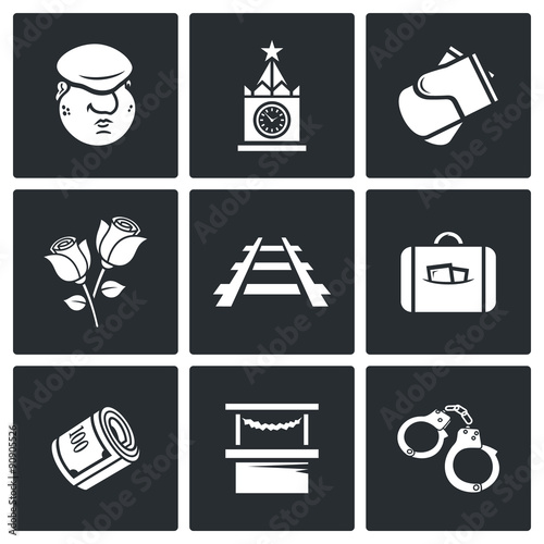 Láminas Newcomer migrant icons. Vector Illustration.