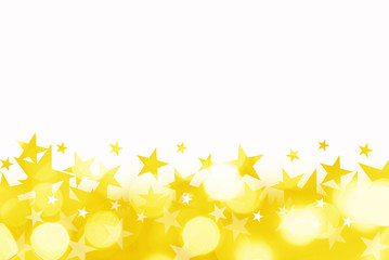 Wall Mural - Shiny background of golden bokeh lights with stars isolated on white