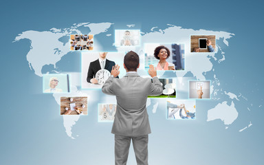 Wall Mural - businessman working with virtual screen