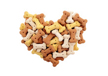Mixed Dried Dog Biscuits In A Heart Shape