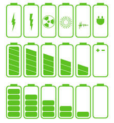 Battery icon set .Set of battery charge level indicators