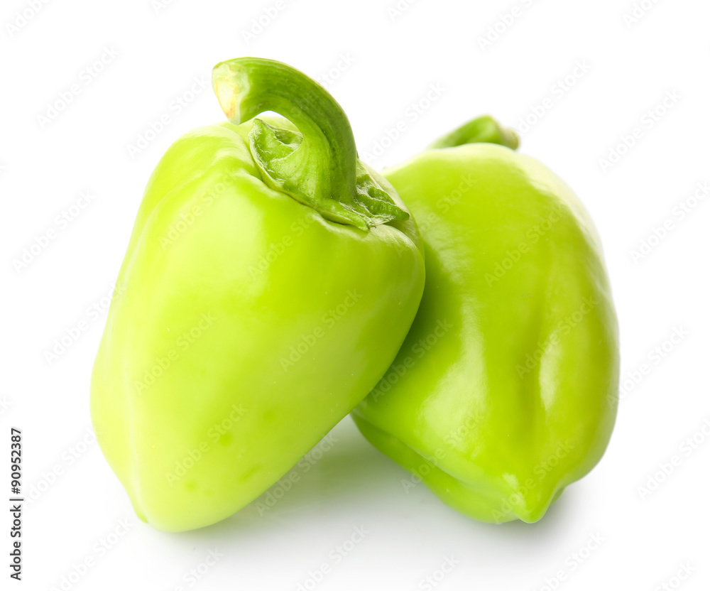 Green salad peppers isolated on white