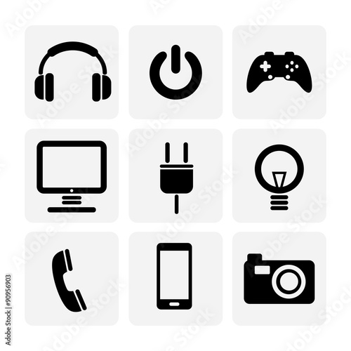 Black Multimedia Icon Tableau sur Toile