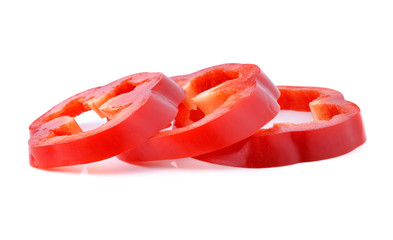 Sticker - red pepper slices on white background