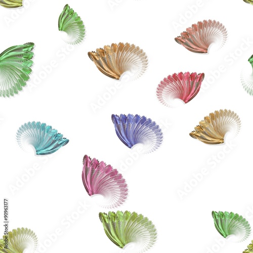 Naklejka - mata magnetyczna na lodówkę Seamless pastel colored fractal wings pattern on white