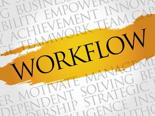 Poster - workflow word cloud, business concept