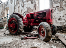 Old, Broken Tractor Indoors