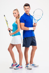 Sticker - Full length portrait of a two tennis players