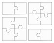 Jigsaw puzzle blank vector, four pieces, two elements