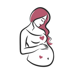 Pregnant woman stylized silhouette on a white background. Vector