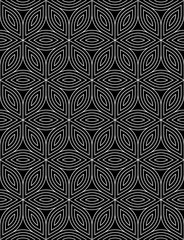 Vector modern seamless sacred geometry pattern , black and white abstract geometric flower of life background ,wallpaper print,  monochrome retro texture, hipster fashion design