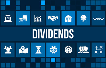 Dividends  concept image with business icons and copyspace.