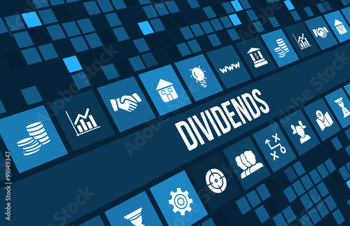 Fotografía Dividends concept image with business icons and copyspace.