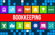 bookkeeping  concept image with business icons and copyspace.