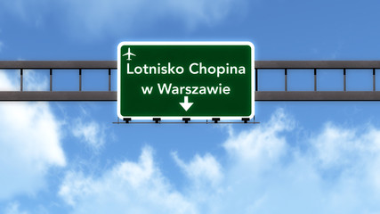 Wall Mural - Warsaw Poland Airport Highway Road Sign