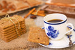 Cup of coffee with a typical Dutch speculaas cookie