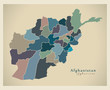 Modern Map - Afghanistan with provinces political AF