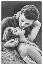 Young Romantic Erotic Sexy Couple. Vintage Picture