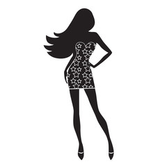 Wall Mural - Fashion model. Silhouette of beautiful woman vector illustration.