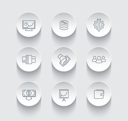 Poster - commerce, finance, payments thin line round icons