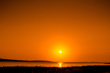 Wall Mural - beautiful sunrise over a lake