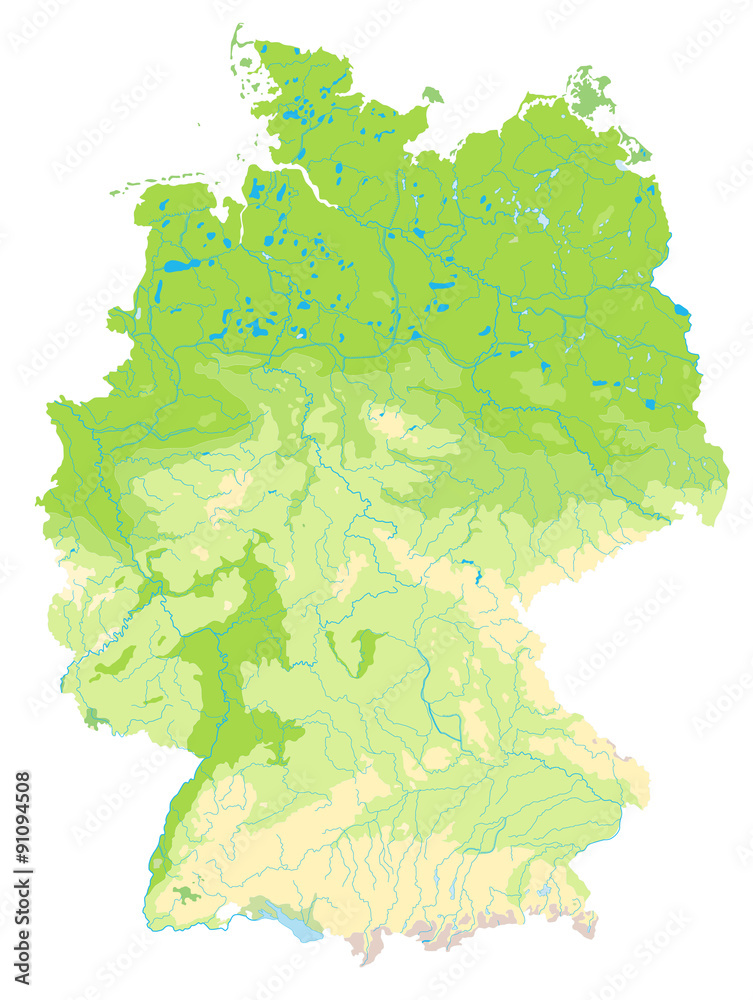 Detailed physical map Germany vector illustration. Stock Vector | Adobe ...